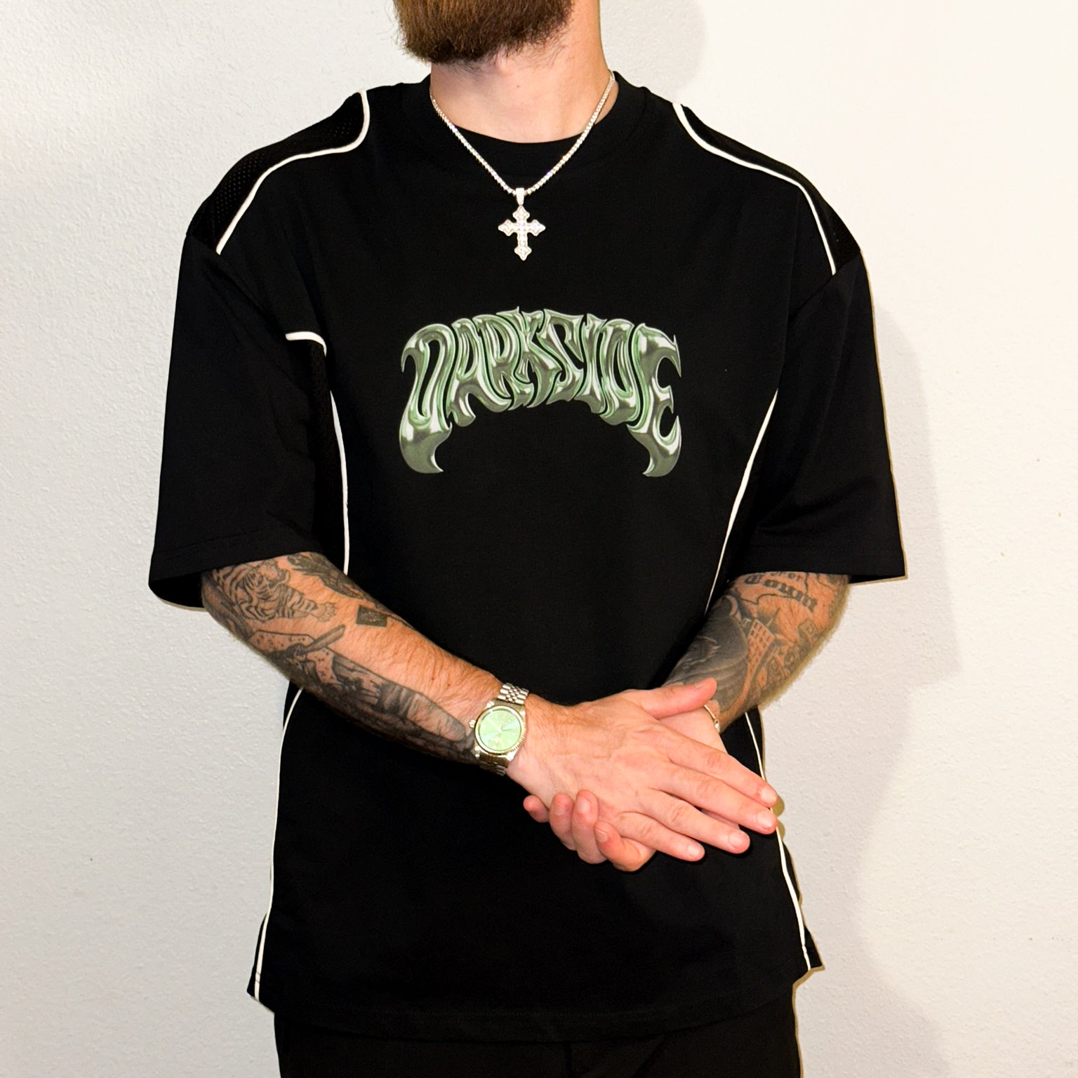 Green Chrome Piped Panel T-Shirt
