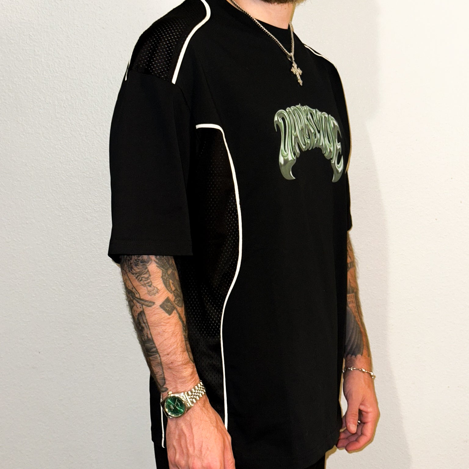 Green Chrome Piped Panel T-Shirt