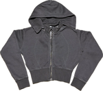 Washed Cropped Zip-Up Hoodie