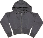 Washed Cropped Zip-Up Hoodie