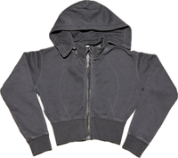 Washed Cropped Zip-Up Hoodie