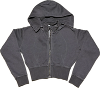 Washed Cropped Zip-Up Hoodie