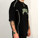 Green Chrome Piped Panel Tee